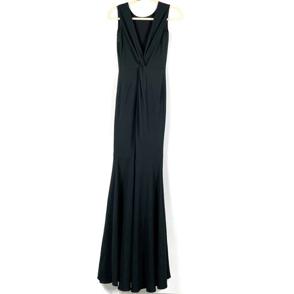 Dress the Population Leighton Gown Black Twist V-Back Sleeveless Sz XS - Picture 6 of 10